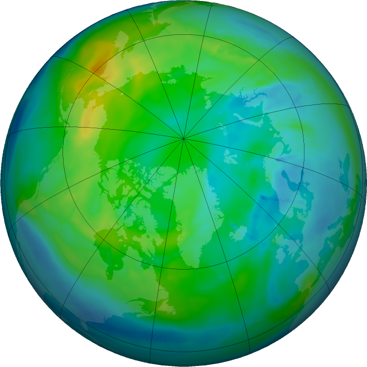 Arctic ozone map for 02 November 2015